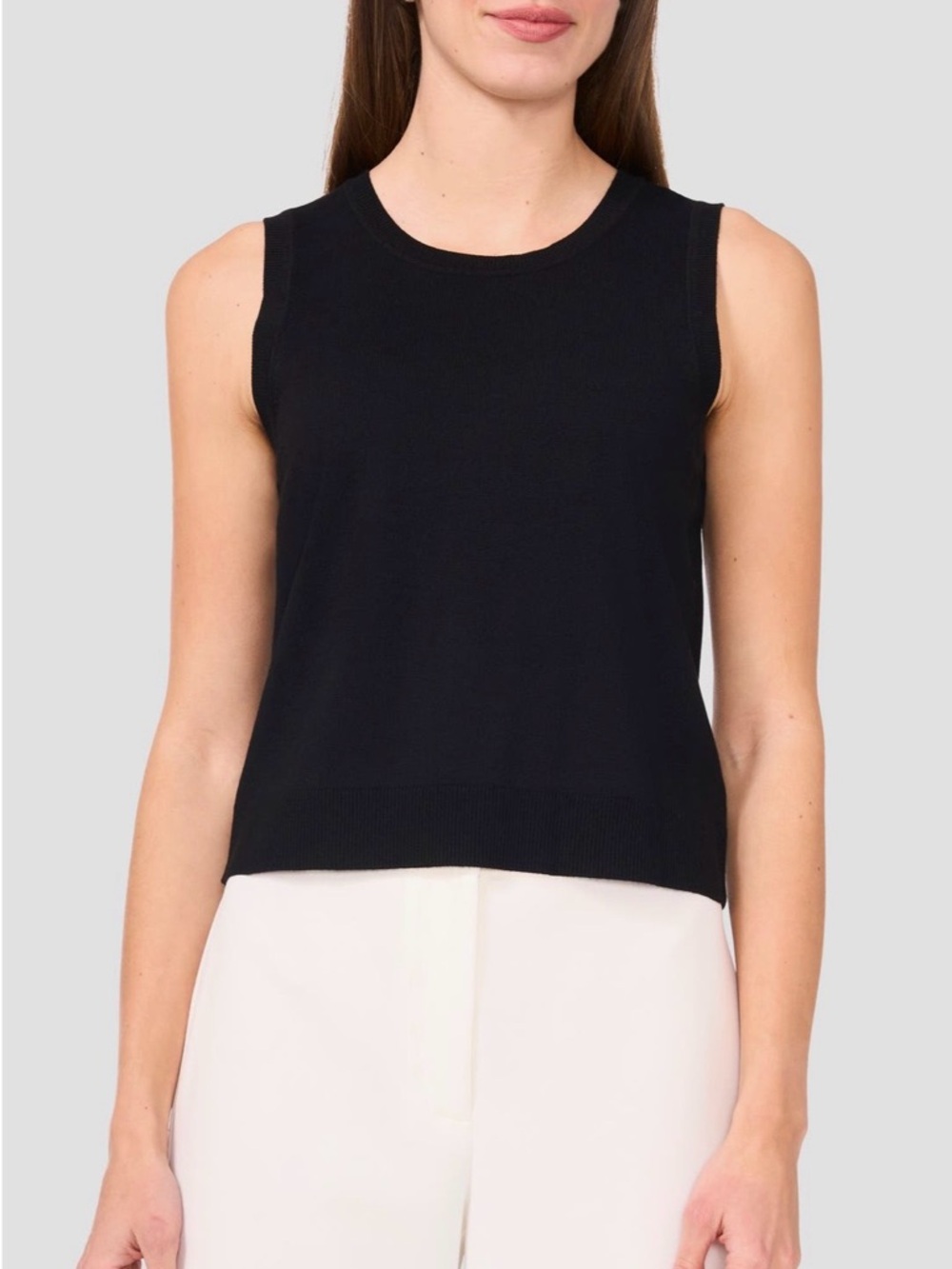 Halogen Black Crew Neck Sweater Tank